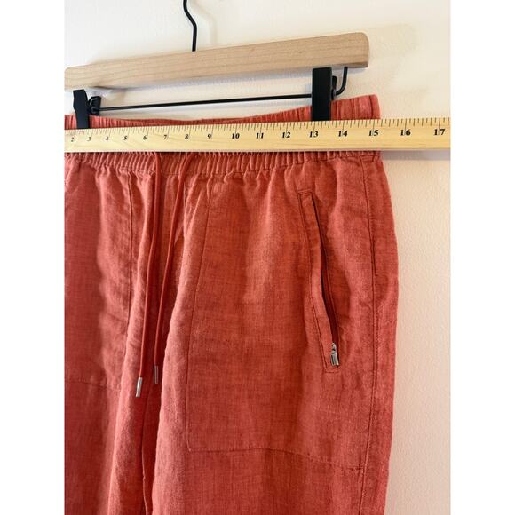 Athleta Retreat 100% Linen Jogger Pants Persimmon Coral Size 6P Coastal Resort - Picture 6 of 11